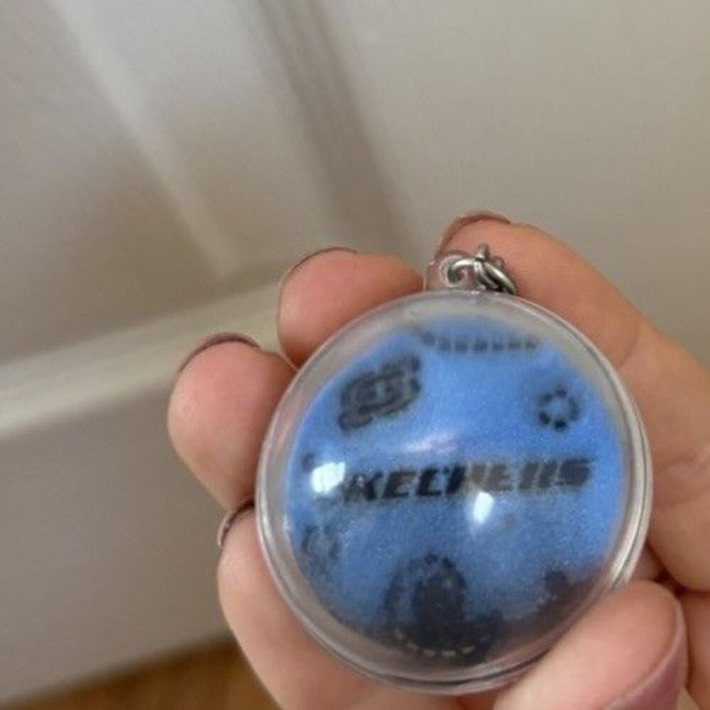 Rare Vintage Blue SKETCHERS Shoes Key Chain Sand Ball Keychain Charm